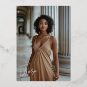 白黒モダンミニマルグラードフォトゴールドフォイル 箔招待状 (裏面)