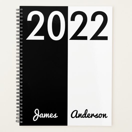 白黒モダンミニマルデザイン2022 プランナー手帳 (正面)