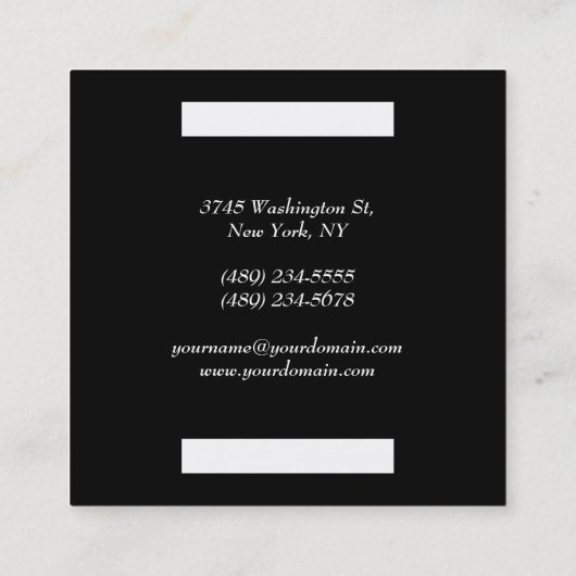白黒モダンミニマルプロフェッショナルエレガント スクエア名刺 (裏面)
