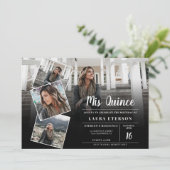 白黒モダンミニマル写真キンセアニェラ 招待状 (スタンド正面)