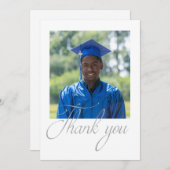 白黒モダンミニマル写真卒業 サンキューカード (正面/裏面)
