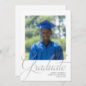 白黒モダンミニマル写真卒業 招待状 (正面/裏面)