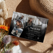 白黒モダンミニマル写真卒業