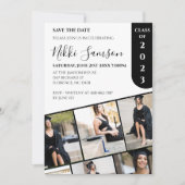 白黒モダンミニマル写真卒業 招待状 (正面)