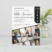 白黒モダンミニマル写真卒業 招待状 (スタンド正面)