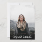 白黒モダンミニマル写真卒業 招待状 (裏面)