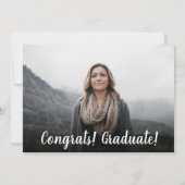 白黒モダンミニマル写真卒業 招待状 (裏面)