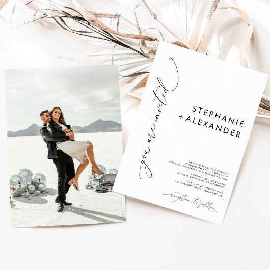 白黒モダンミニマル写真集結婚集 招待状