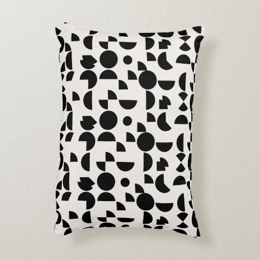 白黒モダンミニマル幾何学模様 アクセントクッション (裏面(縦))