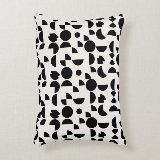 白黒モダンミニマル幾何学模様 アクセントクッション (正面(垂直))