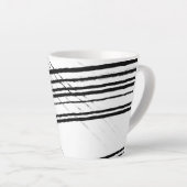 白黒モダンミニマル抽象芸術線 カフェラテマグ (右アングル)