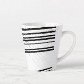 白黒モダンミニマル抽象芸術線 カフェラテマグ (右)