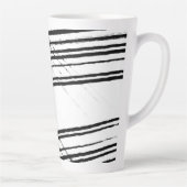 白黒モダンミニマル抽象芸術線 カフェラテマグ (右)