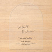 白黒モダンミニマル結婚リスト アクリル招待状 (正面)