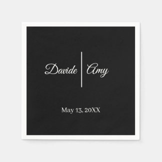 白黒モダンミニマル結婚リスト スタンダードカクテルナプキン