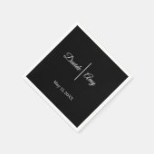 白黒モダンミニマル結婚リスト スタンダードカクテルナプキン (角)