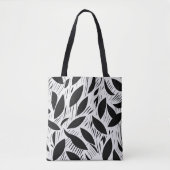白黒モダンミニマル葉柄 トートバッグ (正面)