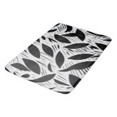 白黒モダンミニマル葉柄 バスマット (アングル)