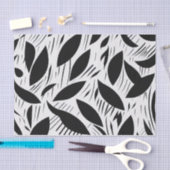 白黒モダンミニマル葉柄 薄葉紙 (クラフト)