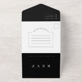 白黒モダンミニマルArch写真QRコードRSVP オールインワン招待状 (外側)