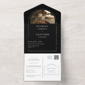 白黒モダンミニマルArch写真QRコードRSVP オールインワン招待状 (内側)