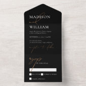 白黒モダンミニマ結婚リスト オールインワン招待状 (内側)