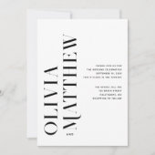 白黒モダンミニマ結婚リスト+ QR詳細 招待状 (正面)