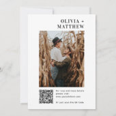 白黒モダンミニマ結婚リスト+ QR詳細 招待状 (裏面)