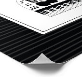白黒モダンミュージカル楽器パターン ポスター (角)