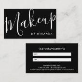 白黒モダンメイクアップアーティストアポイントメント 予約カード (正面/裏面)