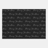 白黒モダンメリークリスマス書道 ラッピングペーパーシート (正面2)