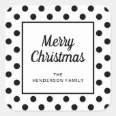 白黒モダンメリークリスマス スクエアシール (正面)