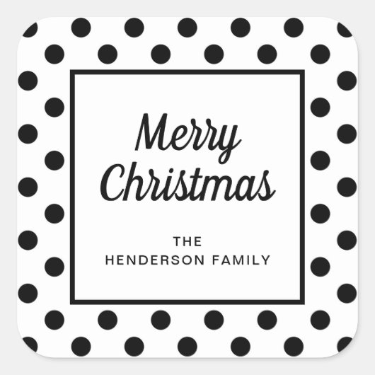 白黒モダンメリークリスマス スクエアシール (正面)