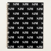 白黒モダンモノグラカスタムム模様 プランナー手帳 (正面)