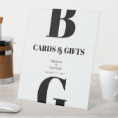 白黒モダンモノグラムのウェディングカードとギフト 台座サイン (インサイチュ)