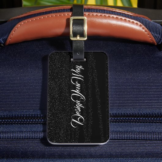 白黒モダンモノグラムのパーソナライズされた ラゲッジタグ (正面インサイチュ2)