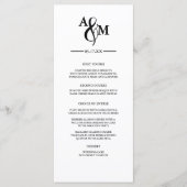 白黒モダンモノグラムのフ結婚ラットメニュー メニュー (正面)