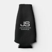 白黒モダンモノグラムイニシャルテンプレート ボトルクーラー (正面)