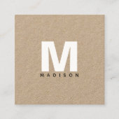白黒モダンモノグラムクラフト スクエア名刺 (正面)