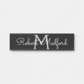 白黒モダンモノグラムドアの署名プレート サインプレート (正面)