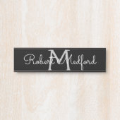 白黒モダンモノグラムドアの署名プレート サインプレート (正面)