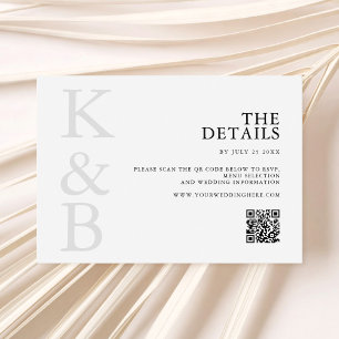 白黒モダンモノグラムミニマル結婚リスト エンクロージャーカード