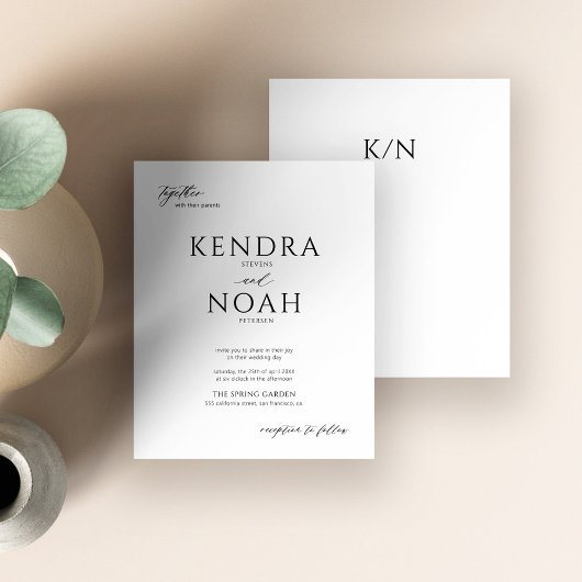 白黒モダンモノグラム予算結婚額