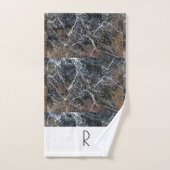 白黒モダンモノグラム大理石パターン バスタオルセット (ハンドタオル)