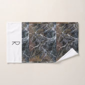白黒モダンモノグラム大理石パターン バスタオルセット (ハンドタオル)