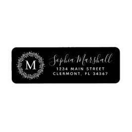 白黒モダンモノグラム差出人住所ラベル ラベル