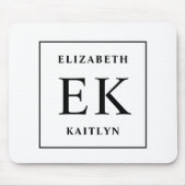 白黒モダンモノグラム マウスパッド (正面)