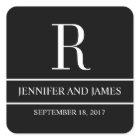 白黒モダンモノグラムR結婚ステッカー