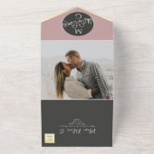 白黒モダンモノグ結婚ラム オールインワン招待状 (外側)