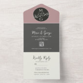 白黒モダンモノグ結婚ラム オールインワン招待状 (内側)